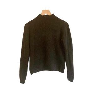 Carissa Fluffy Black Cashmere Mock Neck Sweater